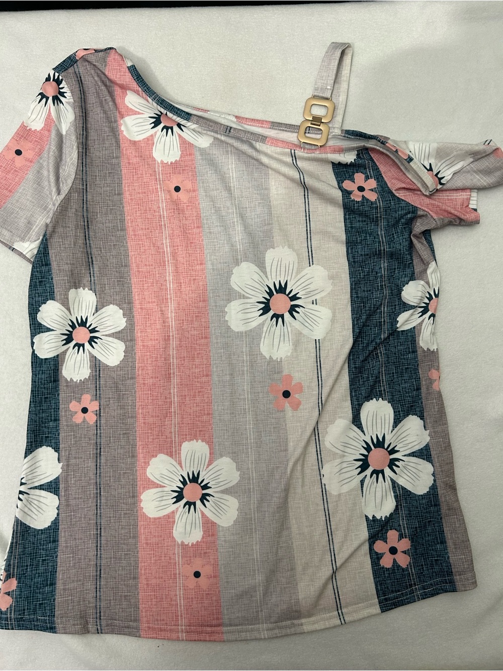 Women's Pink & Blue Floral Off-Shoulder Top